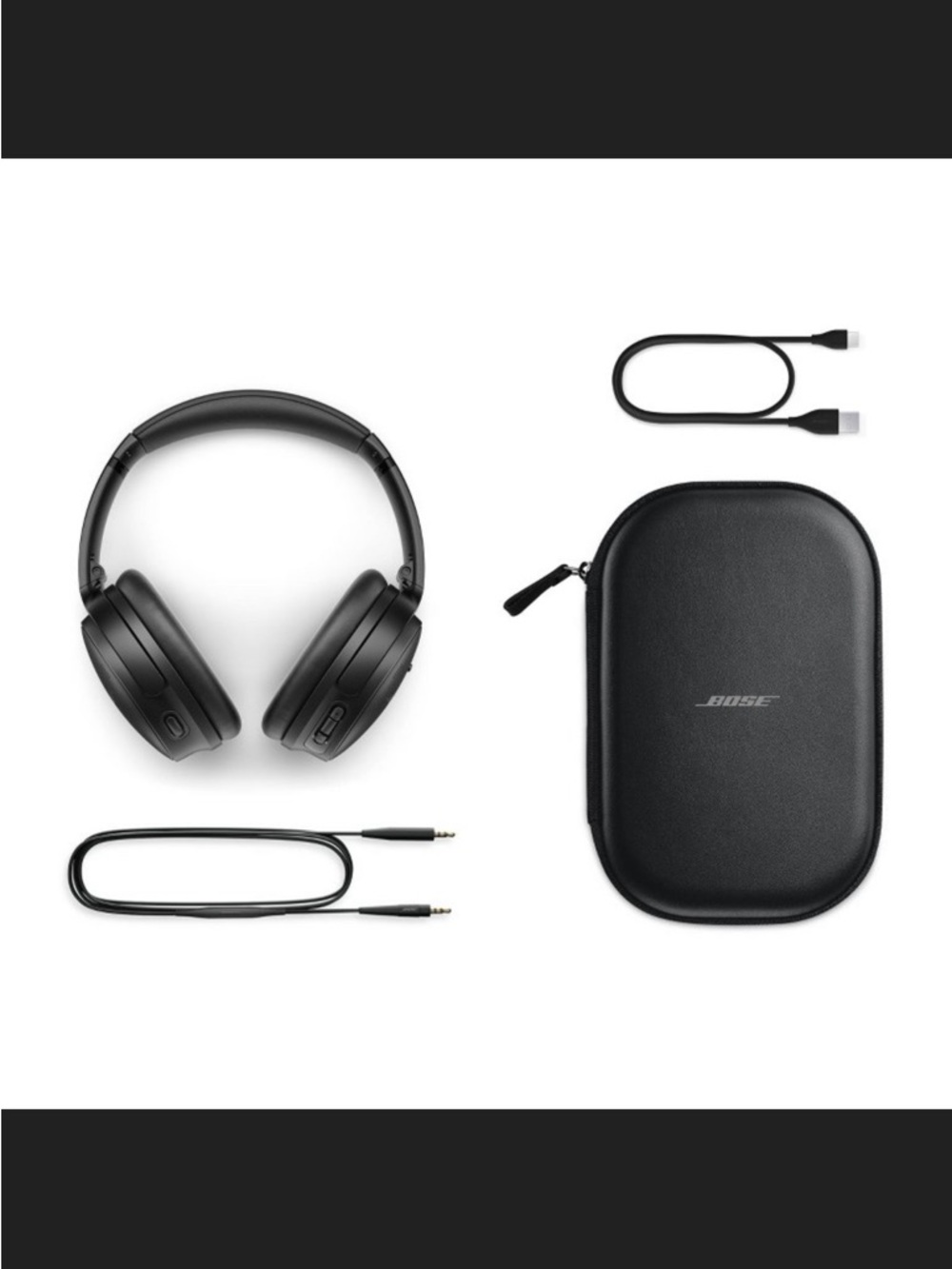Bose Q-45 Black Over-Ear Wireless Headphones with Carrying Case and Cables